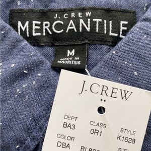 Brand New J Crew 100% cotton Medium long sleeve casual shirt blue w white flecks